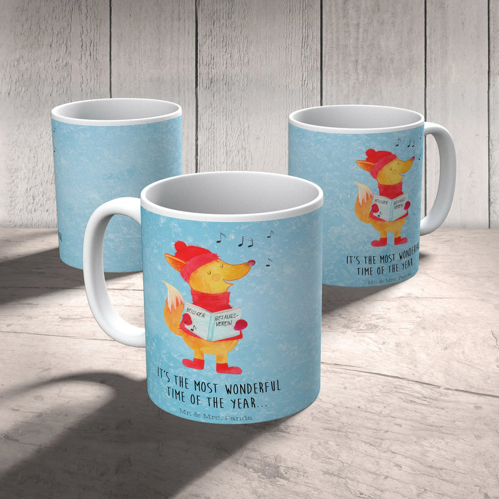 Kubek lis Śpiewak Tasse mit Zitaten, Bürotasse, Keramiktasse, Kaffeetasse, Teetasse, Tasse, Porzellantasse, Geschenktasse, Tasse mit Motiven, Winter, Weihnachten, Weihnachtsdeko, Nikolaus, Advent, Heiligabend, Wintermotiv, Singen, Sänger, Füchse, Fuchs, Geschenk Sänger, Weihnachtslieder