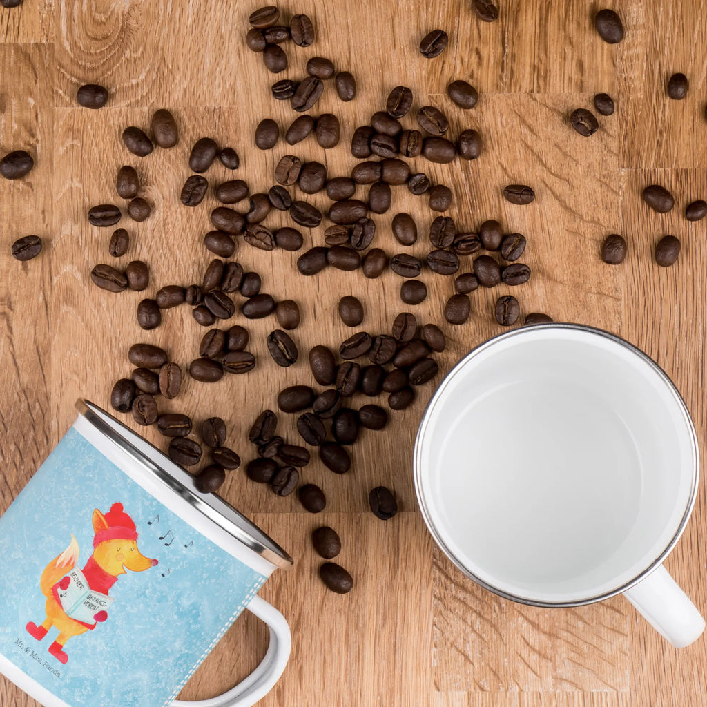 Kempingowy kubek emaliowany lis Śpiewak Emaille Tasse, Teetasse, Emaille Becher, Blechtasse, becher emaille, Tasse, Campingtasse, wandertasse, Teebecher, Tasse Emaille, metallbecher, Kaffeebecher, Emailletasse, blechbecher, Pott, Kaffeetasse, Reisebecher, Trinkbecher, Becher, wanderbecher, Campingbecher, emaillebecher, reisetasse, Metalltasse, Winter, Heiligabend, Nikolaus, Wintermotiv, Weihnachtsdeko, Weihnachten, Advent, Singen, Geschenk Sänger, Weihnachtslieder, Füchse, Sänger, Fuchs