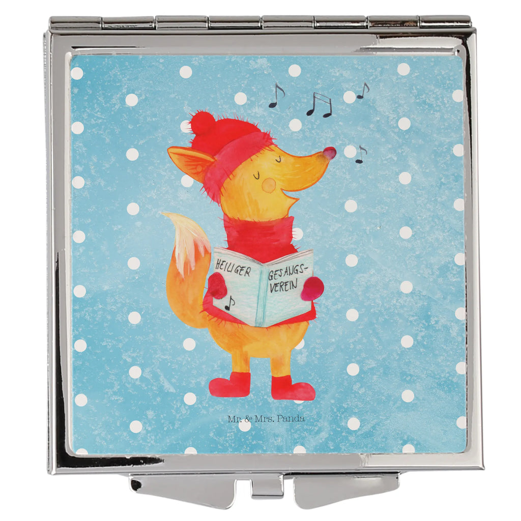 Kwadratowe lusterko do torebki lis Śpiewak Zima, Boże Narodzenie, dekoracje świąteczne, Mikołaj, Adwent, Wigilia, zimowy motyw