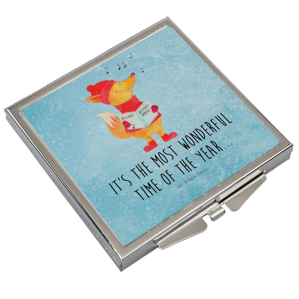 Kwadratowe lusterko do torebki lis Śpiewak Zima, Boże Narodzenie, dekoracje świąteczne, Mikołaj, Adwent, Wigilia, zimowy motyw