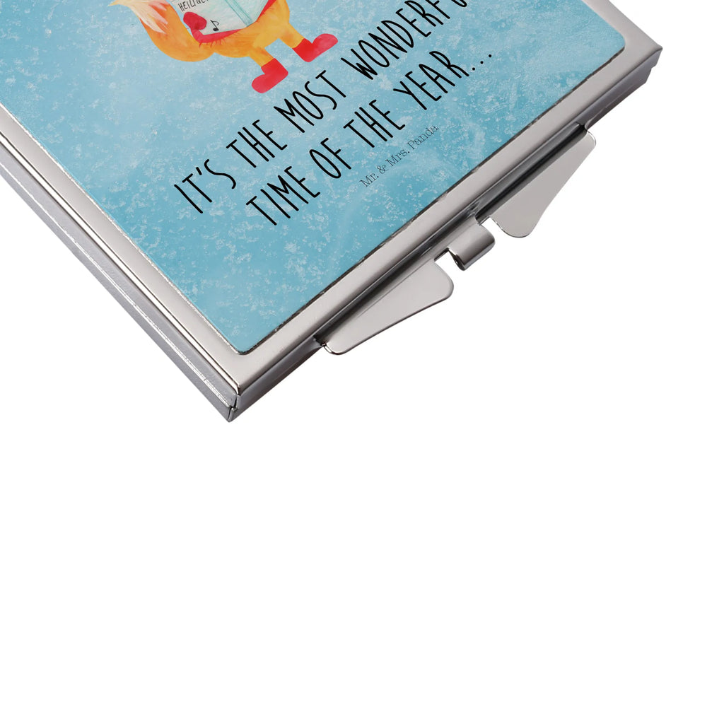 Kwadratowe lusterko do torebki lis Śpiewak Zima, Boże Narodzenie, dekoracje świąteczne, Mikołaj, Adwent, Wigilia, zimowy motyw