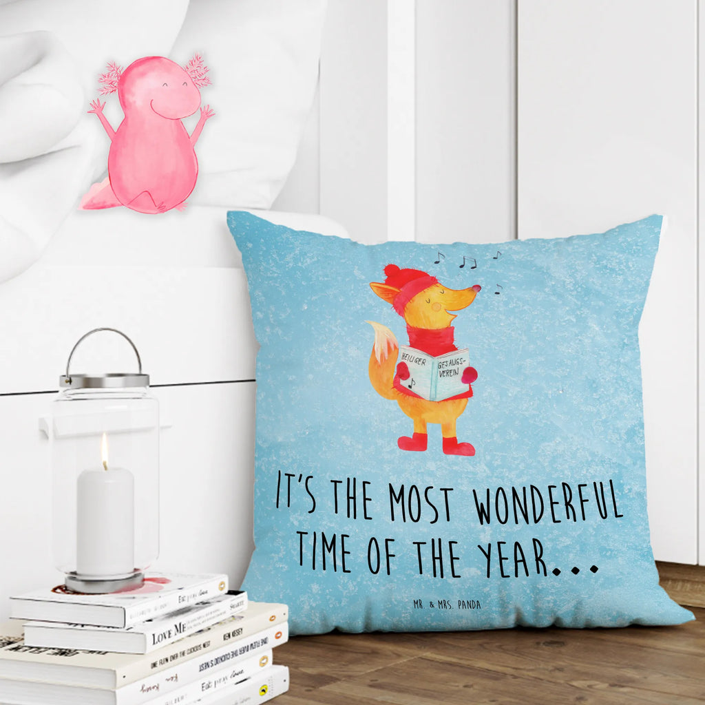 40x40 poduszka lis Śpiewak Zima, Boże Narodzenie, dekoracje świąteczne, Mikołaj, Adwent, Wigilia, zimowy motyw