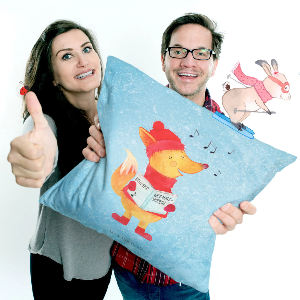 40x40 poduszka lis Śpiewak Zima, Boże Narodzenie, dekoracje świąteczne, Mikołaj, Adwent, Wigilia, zimowy motyw