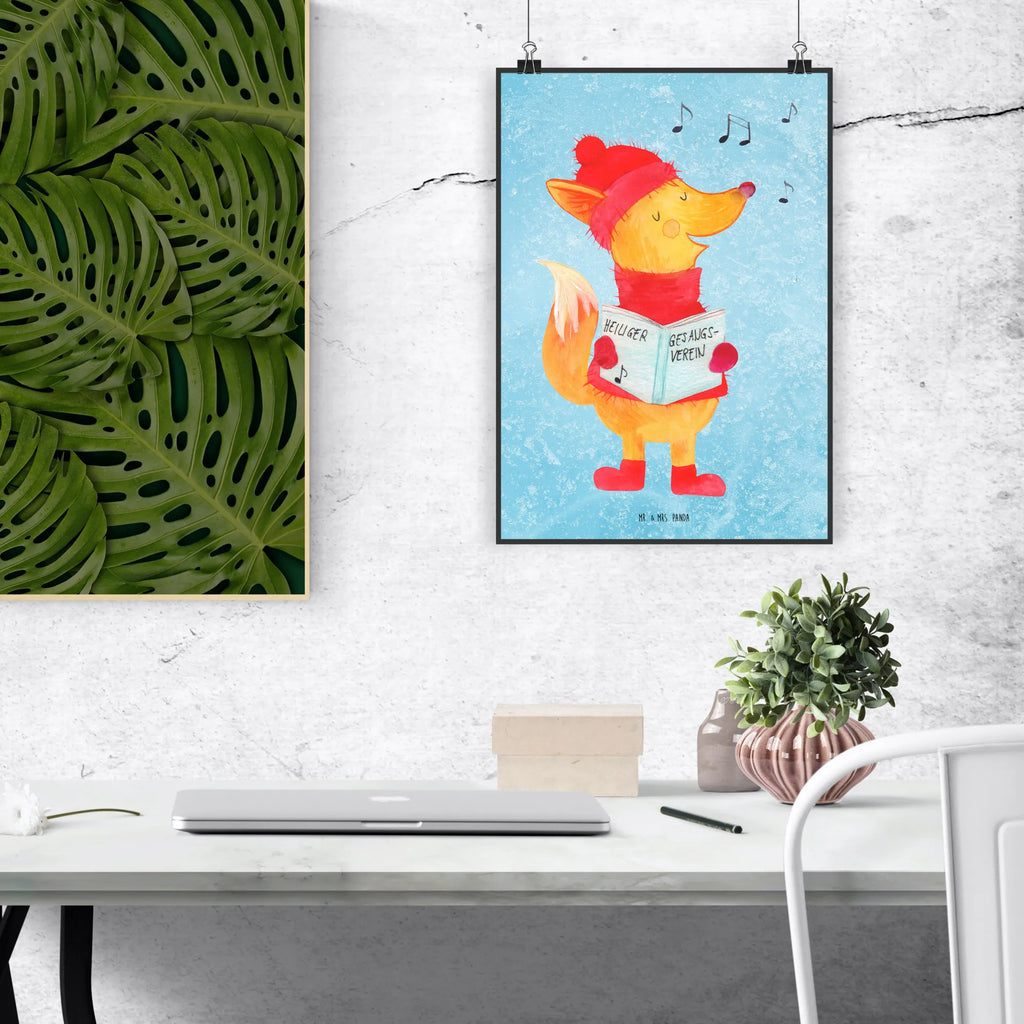 Poster Fuchs Sänger kunstposter, kunstdruck poster, Bild für Wand, Mr. & Mrs. Panda Poster, drucke, Kunstdruck, Posterdruck, grafikposter, kunst für die wand, Plakat, Bild, Wandbild, wanddeko, Poster, Wanddekoration, Wandschmuck, Designposter, Deko Bild, Wandposter, wandkunst, wanddruck, Wanddeko Bild, Wintermotiv, Heiligabend, Advent, Nikolaus, Weihnachtsdeko, Winter, Weihnachten, Geschenk Sänger, Füchse, Sänger, Fuchs, Singen, Weihnachtslieder