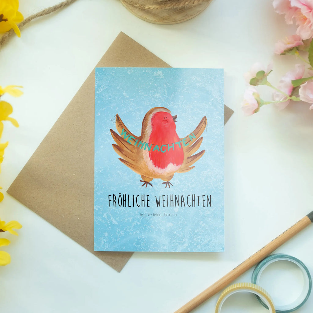 Kartka okolicznościowa rudzik Boże Narodzenie Zima, Boże Narodzenie, dekoracje świąteczne, Mikołaj, Adwent, Wigilia, zimowy motyw