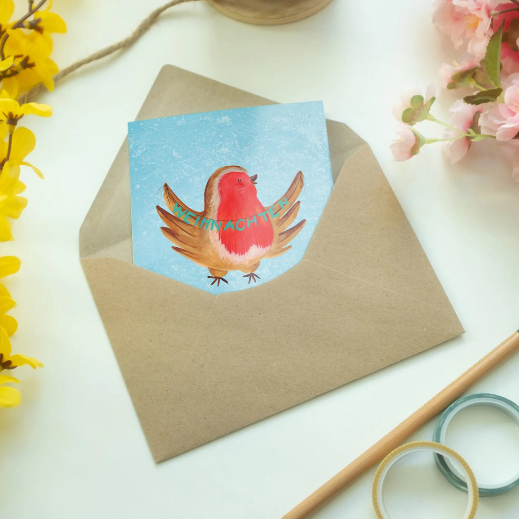 Kartka okolicznościowa rudzik Boże Narodzenie Zima, Boże Narodzenie, dekoracje świąteczne, Mikołaj, Adwent, Wigilia, zimowy motyw