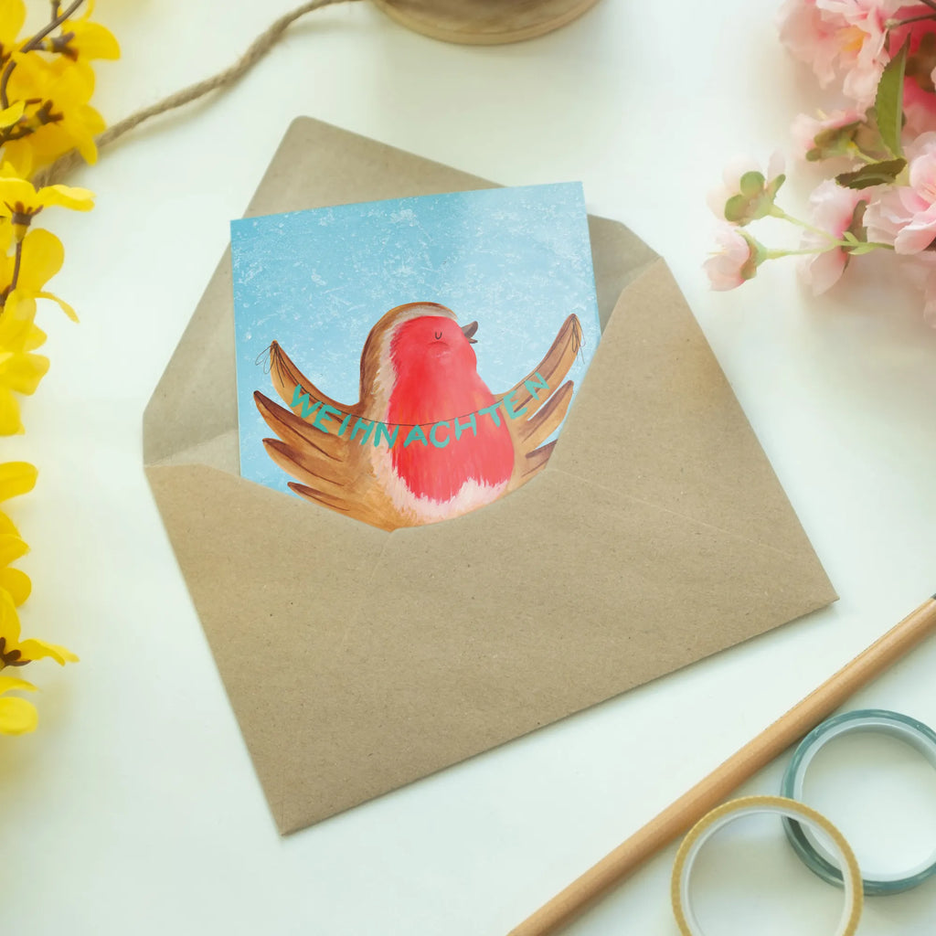 Kartka okolicznościowa rudzik Boże Narodzenie Zima, Boże Narodzenie, dekoracje świąteczne, Mikołaj, Adwent, Wigilia, zimowy motyw