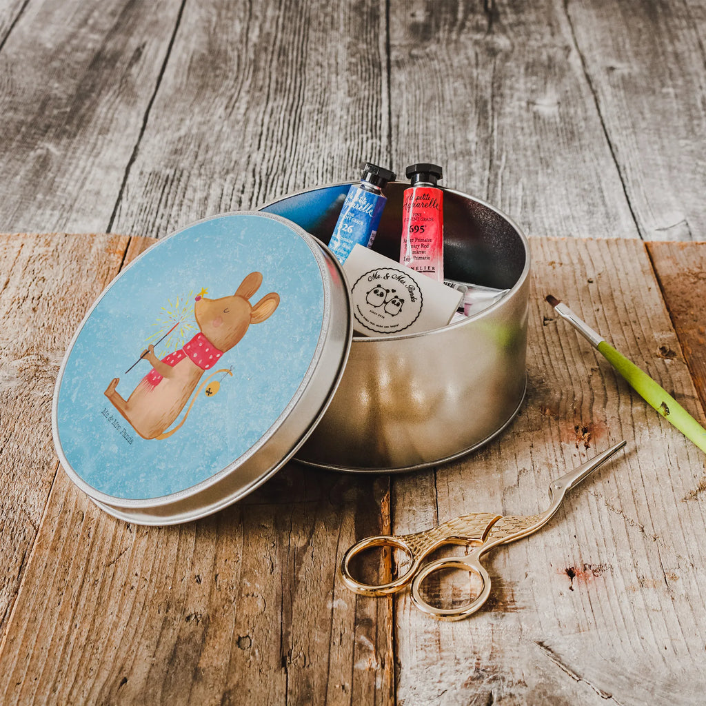 Round tin Mouse Christmas tin, gift box, cookie tin, tin can, storage tin, storage, Winter, Christmas, Christmas time, snow, christmas miracle, christmas, mouse, christmas greeting, merry christmas, christmas motive