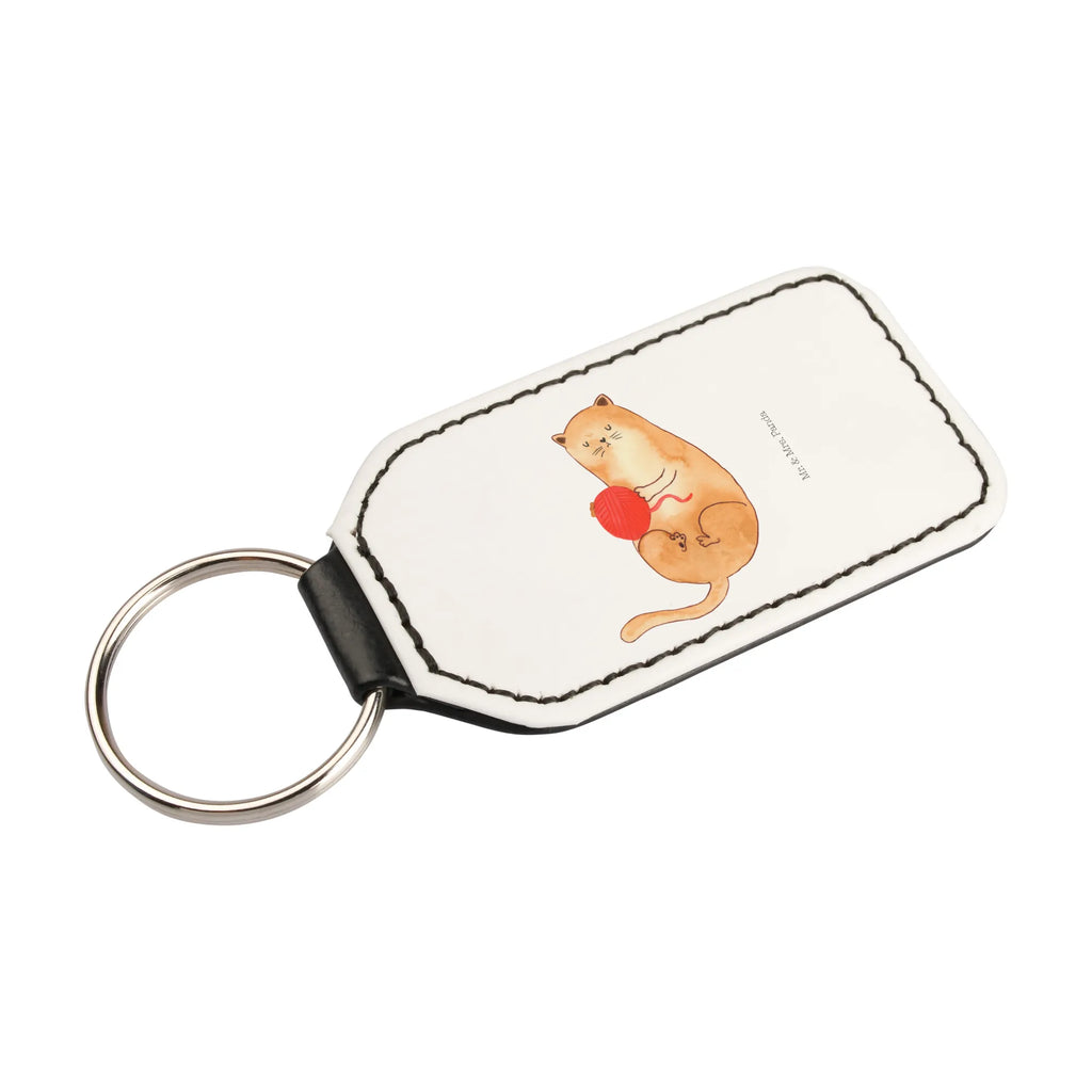 Rectangular key ring Cat Wool lucky charm, bag pendant, pendant, key ring, keychain, cat, tomcat, kitty, meow, kitten, housecat, mama cat, love cats, cat image, cat fan, cat lover, cat fancier, cat decoration, gift for cat lover, cat owner, funny cats, cat sayings, cat motto, funny cat gifts, fan merchandise, cat stuff, animal lover, pussy, cats, wool, playful, pet, play, ball of wool, Cats