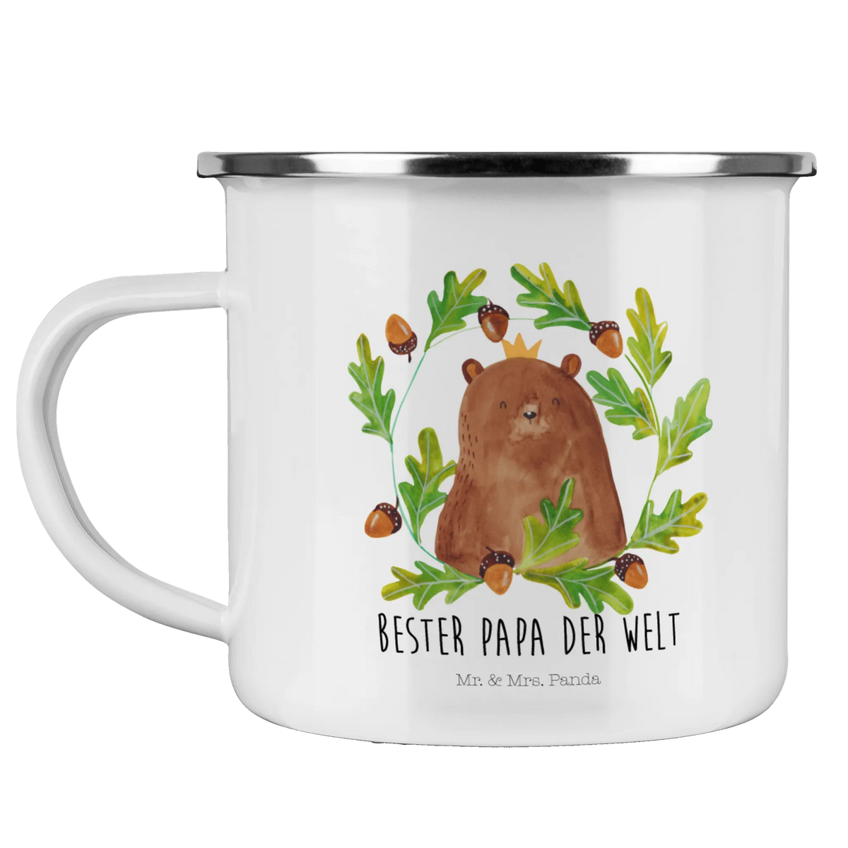 Kempingowy kubek emaliowany Niedźwiedź król reisetasse, becher emaille, wandertasse, Campingbecher, Emaille Tasse, wanderbecher, Tasse Emaille, Kaffeepott, Blechtasse, Emailletasse, Campingtasse, outdoortasse, metallbecher, Pott, Motivtasse, Teetasse, Teebecher, Outdoor Becher, Reisebecher, Haferl, emaillebecher, Emaille Becher, Outdoor Tasse, blechbecher, Teddy, Teddybär, Bär, Papi, Bester Papa, Dad, Papa, Bester Vater, Vatertag, Weltbester Papa, Daddy, Vater, Papa Bär
