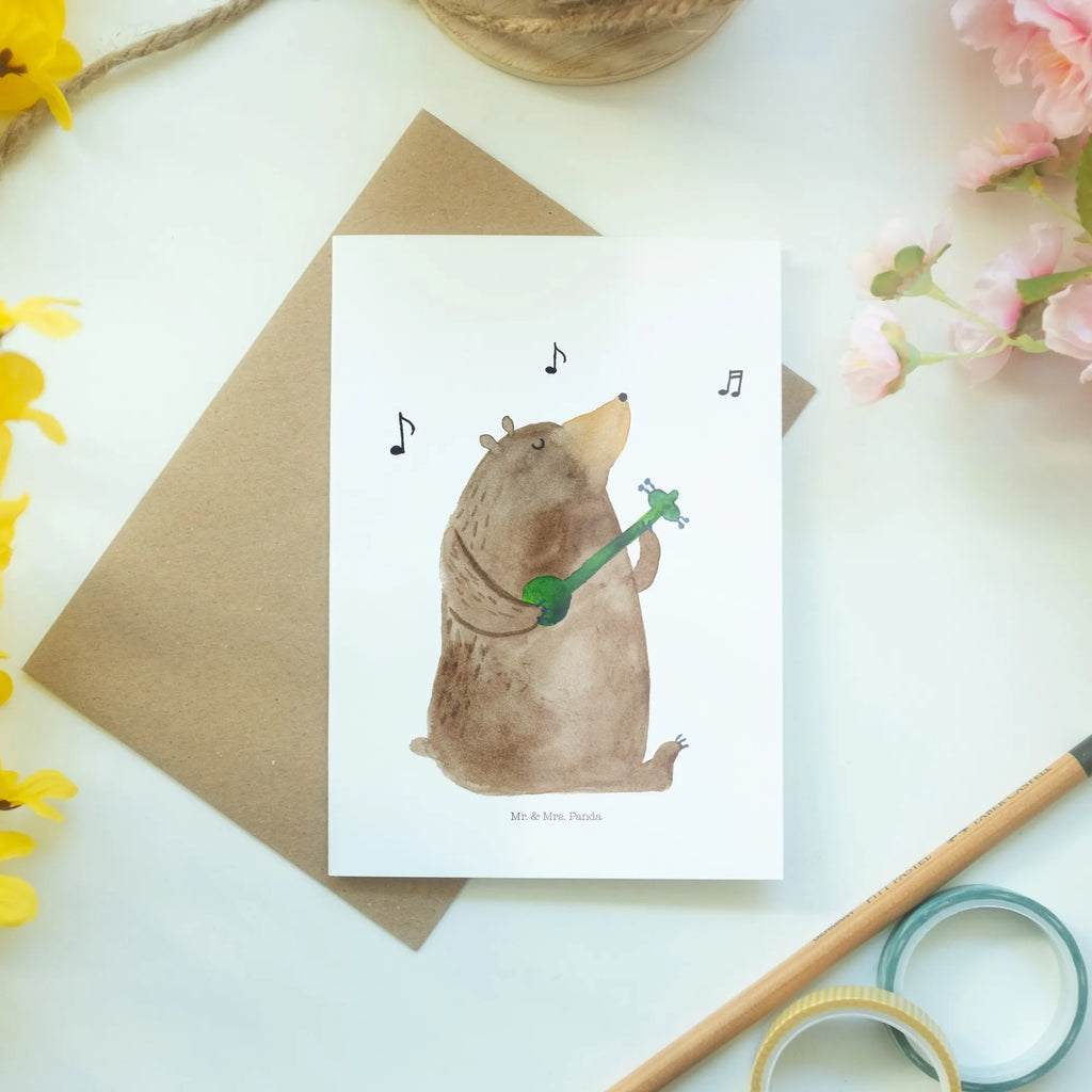 Greetings card bear guitar Geburtstagskarte, Glückwunschkarte, Klappkarte, Karte, Einladungskarte, Hochzeitskarte, Ansichtskarten, Grußkarte, Bär, Teddy, Teddybär