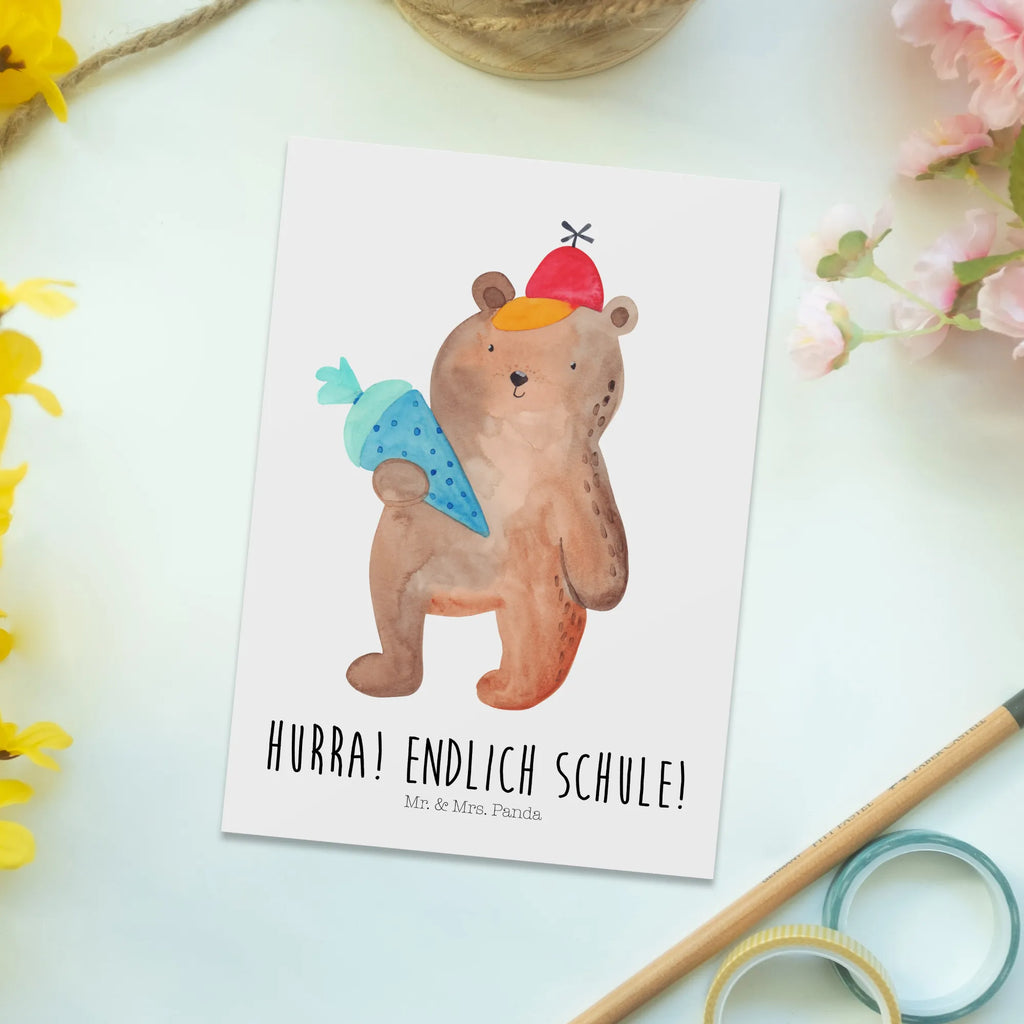 Postkarte Bär Schultüte Grußkarte, Motivkarte, Fotokarte, bildkarte, Ansichtskarten, einzelkarte, Designkarte, Postkarte, Kunstkarten, spruchkarte, Postkarten, Ansichtskarte, kunstkarte, Teddy, Bär, Teddybär, Schulbeginn, Schultüte, Schulanfang, Erster Schultag Geschenk, Einschulung Geschenk, Grundschule, Schule Geschenk, Bär Motiv