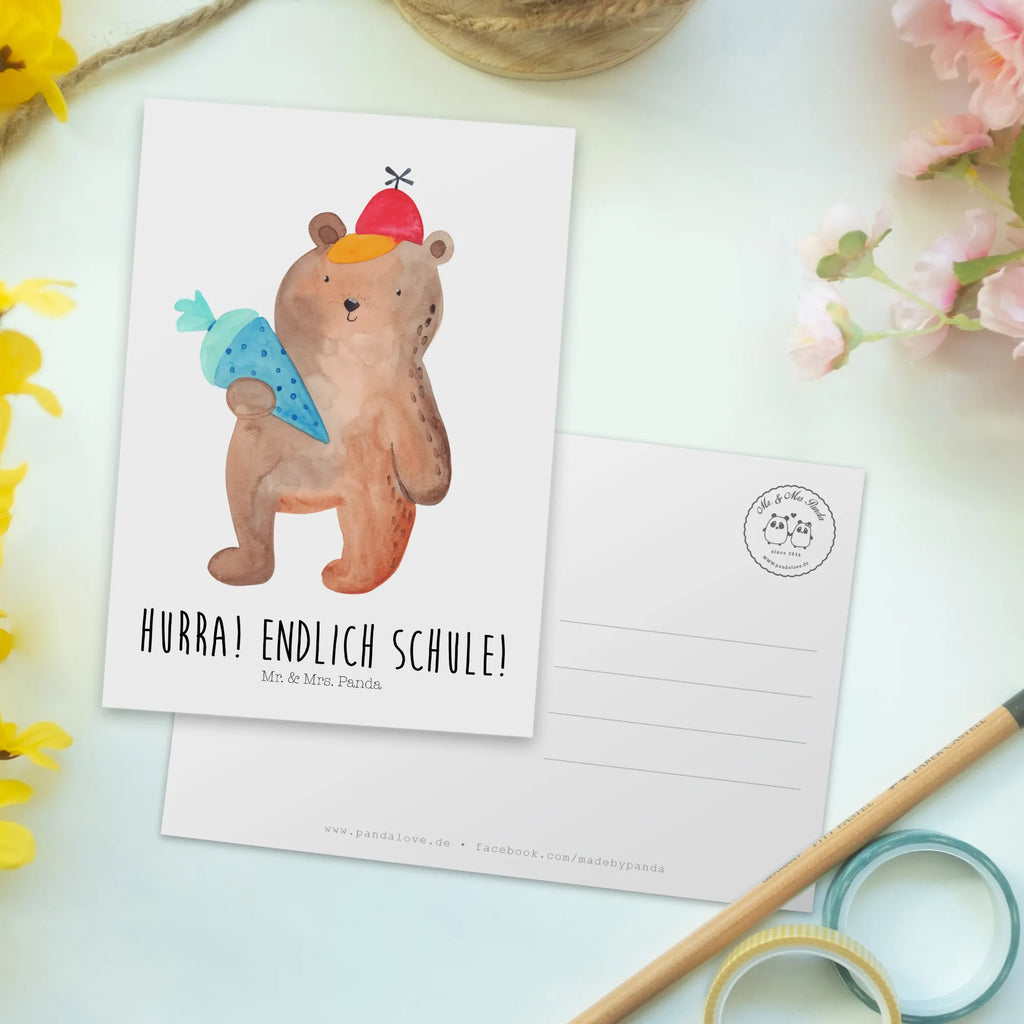 Postkarte Bär Schultüte Grußkarte, Motivkarte, Fotokarte, bildkarte, Ansichtskarten, einzelkarte, Designkarte, Postkarte, Kunstkarten, spruchkarte, Postkarten, Ansichtskarte, kunstkarte, Teddy, Bär, Teddybär, Schulbeginn, Schultüte, Schulanfang, Erster Schultag Geschenk, Einschulung Geschenk, Grundschule, Schule Geschenk, Bär Motiv