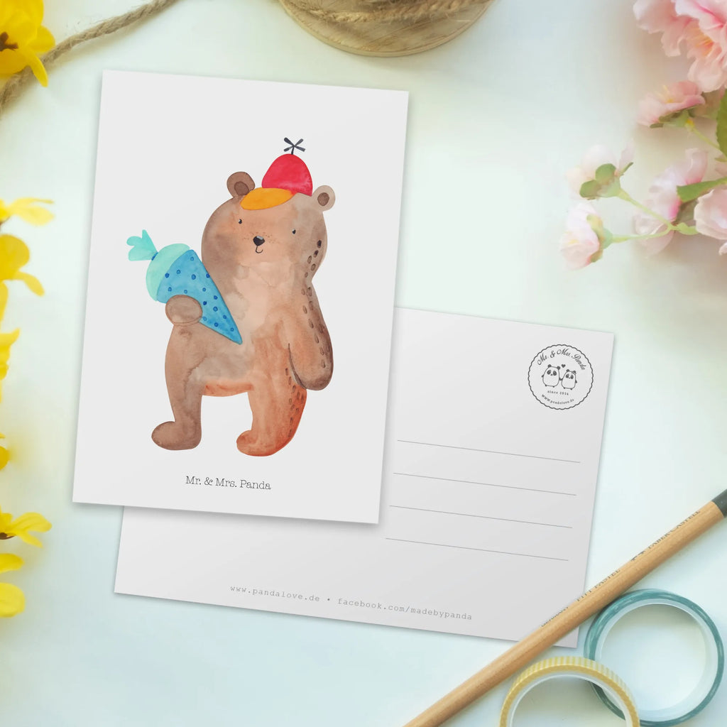 Postkarte Bär Schultüte Grußkarte, Motivkarte, Fotokarte, bildkarte, Ansichtskarten, einzelkarte, Designkarte, Postkarte, Kunstkarten, spruchkarte, Postkarten, Ansichtskarte, kunstkarte, Teddy, Bär, Teddybär, Schulbeginn, Schultüte, Schulanfang, Erster Schultag Geschenk, Einschulung Geschenk, Grundschule, Schule Geschenk, Bär Motiv