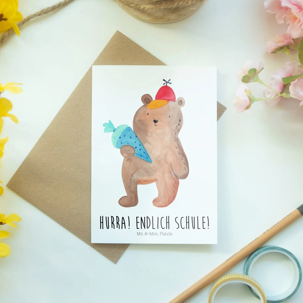 Grußkarte Bär Schultüte Einladungskarte, Geburtstagskarte, Ansichtskarten, Grußkarte, Glückwunschkarte, Klappkarte, Karte, Hochzeitskarte, Bär, Teddy, Teddybär, Einschulung Geschenk, Schulanfang, Bär Motiv, Schultüte, Schule Geschenk, Erster Schultag Geschenk, Schulbeginn, Grundschule