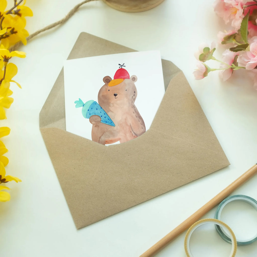 Grußkarte Bär Schultüte Einladungskarte, Geburtstagskarte, Ansichtskarten, Grußkarte, Glückwunschkarte, Klappkarte, Karte, Hochzeitskarte, Bär, Teddy, Teddybär, Einschulung Geschenk, Schulanfang, Bär Motiv, Schultüte, Schule Geschenk, Erster Schultag Geschenk, Schulbeginn, Grundschule