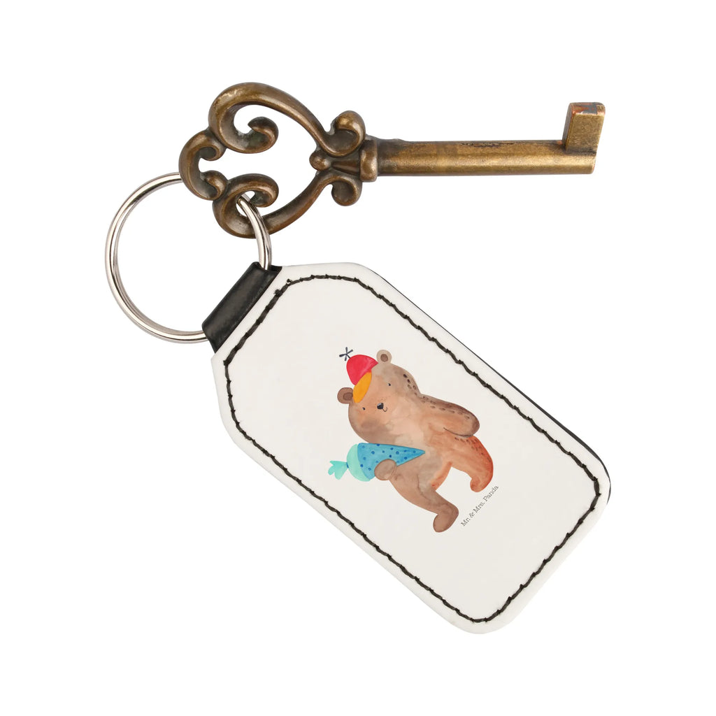 Rectangular key ring bear School cone keychain, lucky charm, bag pendant, key ring, pendant, bear, teddy, teddy bear, cuddly toy, Starting school, School bag, School gift, First day of school gift, Primary school, Bear motif, School enrolment gift