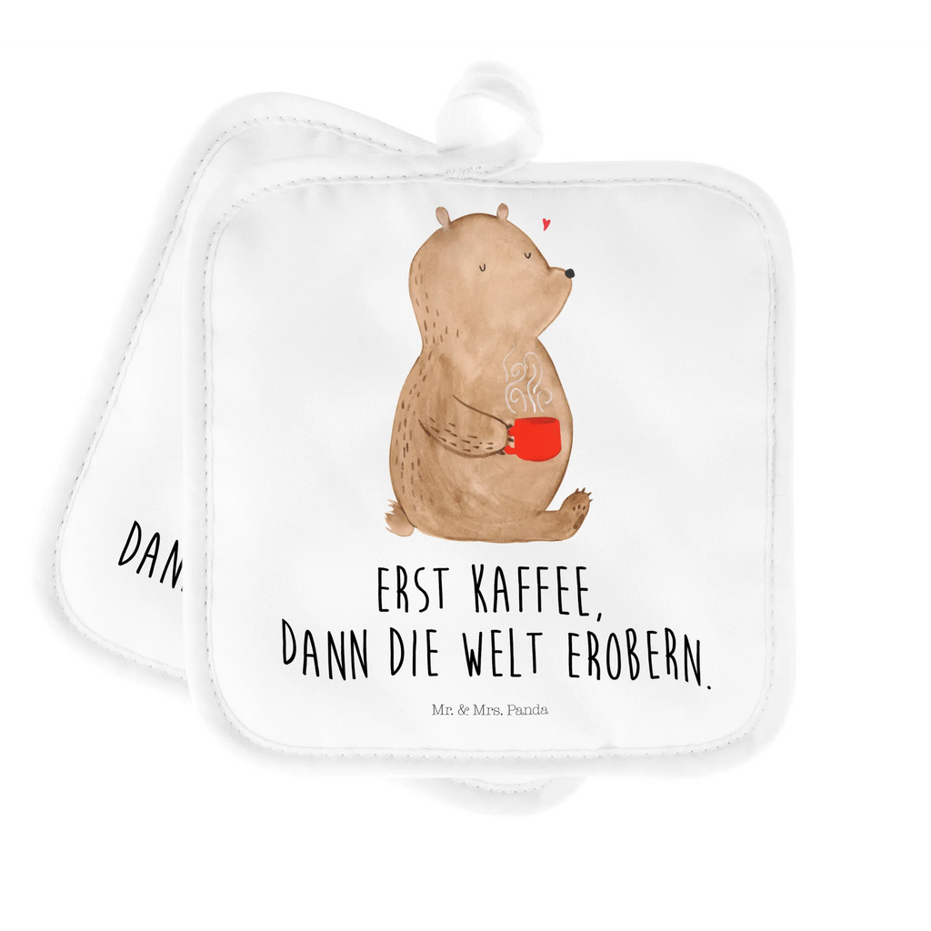 2er Set Topflappen  Bär Kaffee 2er Set Topflappen, Topfhandschuhe, topfhalter, Topflappen 2er Set, Topfuntersetzer, Topflappen Set, Topflappenset, Topflappen, Teddy, Teddybär, Bär, Welt Erobern, Morgenroutine, Motivation, Kaffee, Welt Retten, Bären, Guten Morgen, Coffee