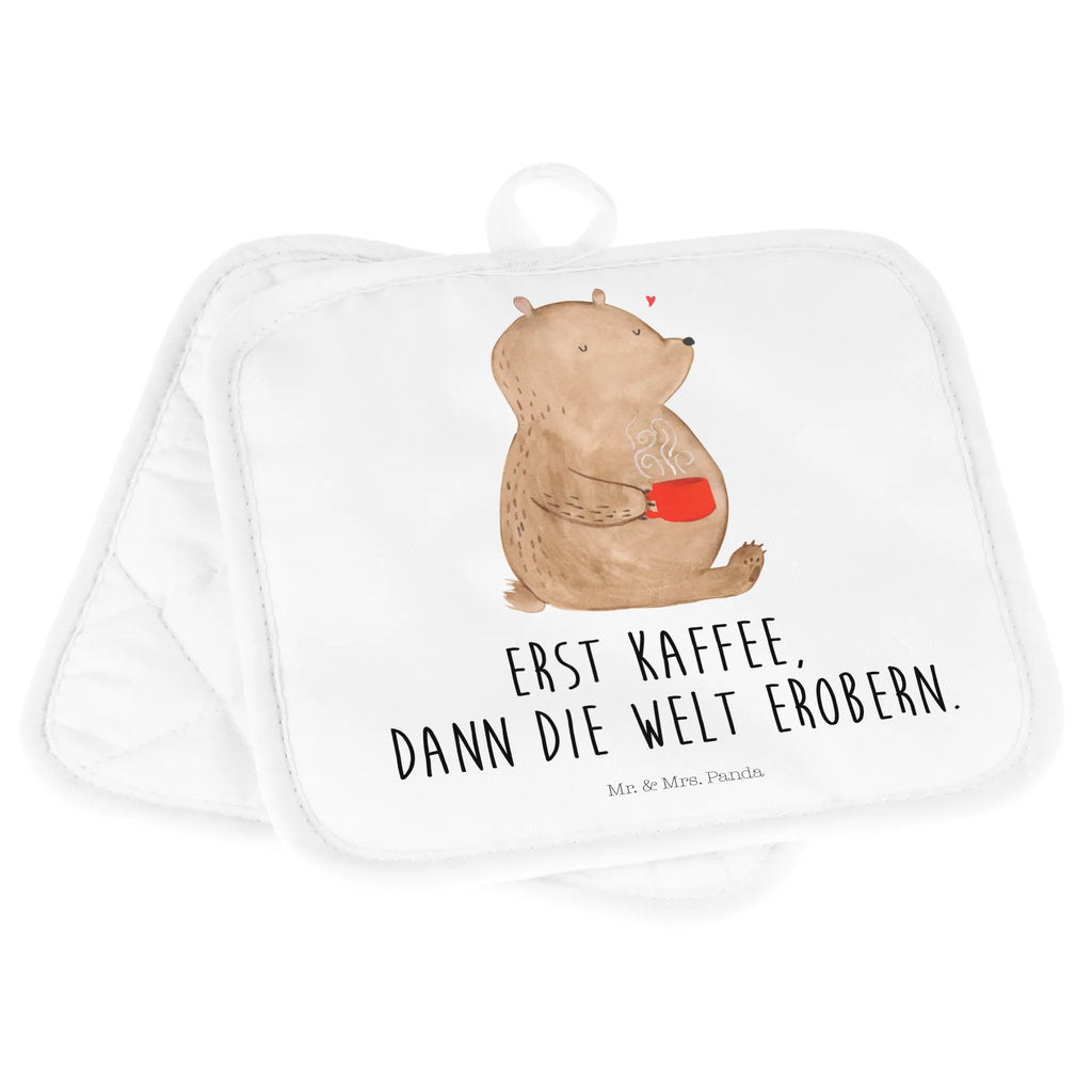 2er Set Topflappen  Bär Kaffee 2er Set Topflappen, Topfhandschuhe, topfhalter, Topflappen 2er Set, Topfuntersetzer, Topflappen Set, Topflappenset, Topflappen, Teddy, Teddybär, Bär, Welt Erobern, Morgenroutine, Motivation, Kaffee, Welt Retten, Bären, Guten Morgen, Coffee