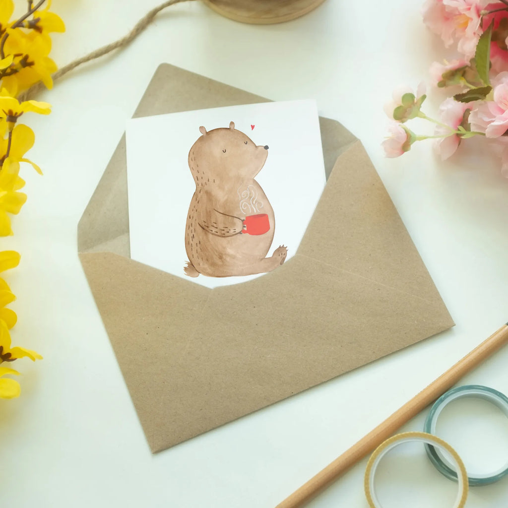 Greetings card bear Coffee Grußkarte, Klappkarte, Beileidskarte, hochzeitskarten, vatertagskarte, weihnachtskarten, neujahrskarte, genesungskarte, osterkarte, osterkarten, Motivkarte, einladungskarten, Glückwunschkarte, abiturkarte, Grußkarten, spruchkarte, babykarte, jubiläumskarte, kommunionskarte, firmungskarte, valentinstagskarte, dankeskarten, glückwunschkarten, Teddy, Teddybär, Bär, Kaffee, Welt Erobern, Bären, Coffee, Motivation, Morgenroutine, Welt Retten, Guten Morgen