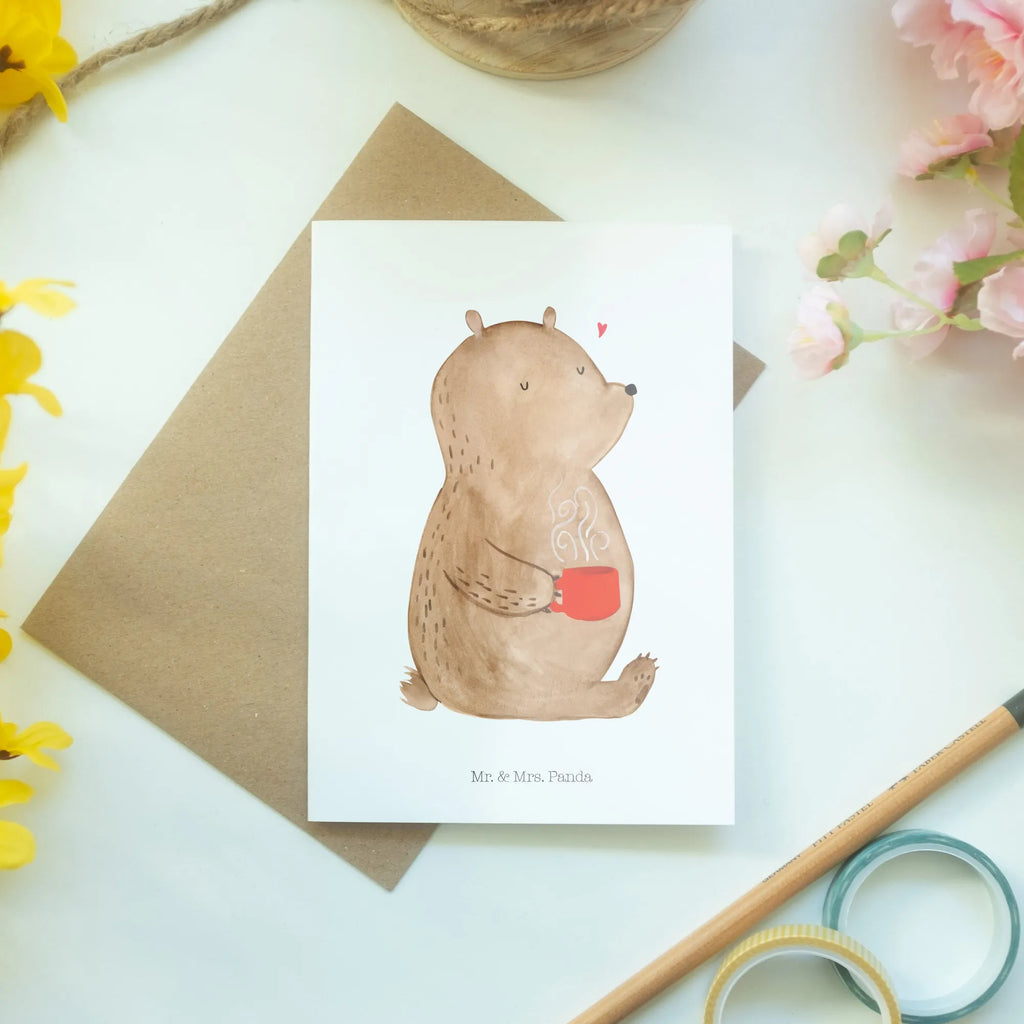Greetings card bear Coffee Grußkarte, Klappkarte, Beileidskarte, hochzeitskarten, vatertagskarte, weihnachtskarten, neujahrskarte, genesungskarte, osterkarte, osterkarten, Motivkarte, einladungskarten, Glückwunschkarte, abiturkarte, Grußkarten, spruchkarte, babykarte, jubiläumskarte, kommunionskarte, firmungskarte, valentinstagskarte, dankeskarten, glückwunschkarten, Teddy, Teddybär, Bär, Kaffee, Welt Erobern, Bären, Coffee, Motivation, Morgenroutine, Welt Retten, Guten Morgen