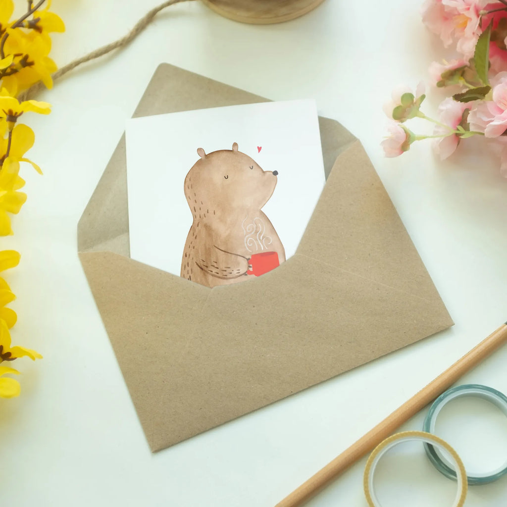 Greetings card bear Coffee Grußkarte, Klappkarte, Beileidskarte, hochzeitskarten, vatertagskarte, weihnachtskarten, neujahrskarte, genesungskarte, osterkarte, osterkarten, Motivkarte, einladungskarten, Glückwunschkarte, abiturkarte, Grußkarten, spruchkarte, babykarte, jubiläumskarte, kommunionskarte, firmungskarte, valentinstagskarte, dankeskarten, glückwunschkarten, Teddy, Teddybär, Bär, Kaffee, Welt Erobern, Bären, Coffee, Motivation, Morgenroutine, Welt Retten, Guten Morgen
