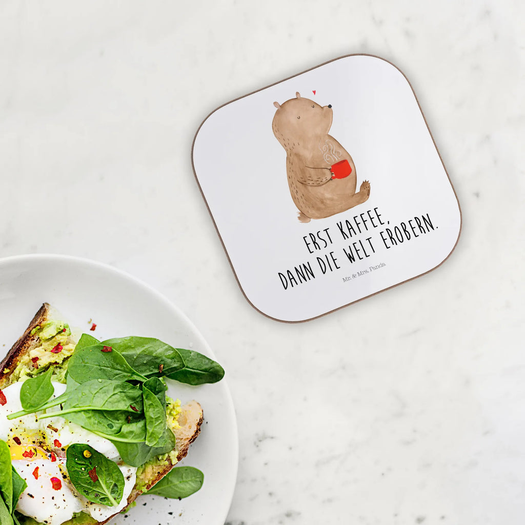 Podkładka Niedźwiedź kawa Holzuntersetzer, Bierdeckel, Untersetzer, Untersetzer Design, Untersetzer Gläser, Untersetzer Holz, Glasuntersetzer, Korkuntersetzer, Tassen Untersetzer, Untersetzer aus Holz, Getränkeuntersetzer, Untersetzer für Gläser, Bär, Teddy, Teddybär, Coffee, Welt erobern, Kaffee, Welt retten, guten Morgen, Motivation, Morgenroutine, Bären