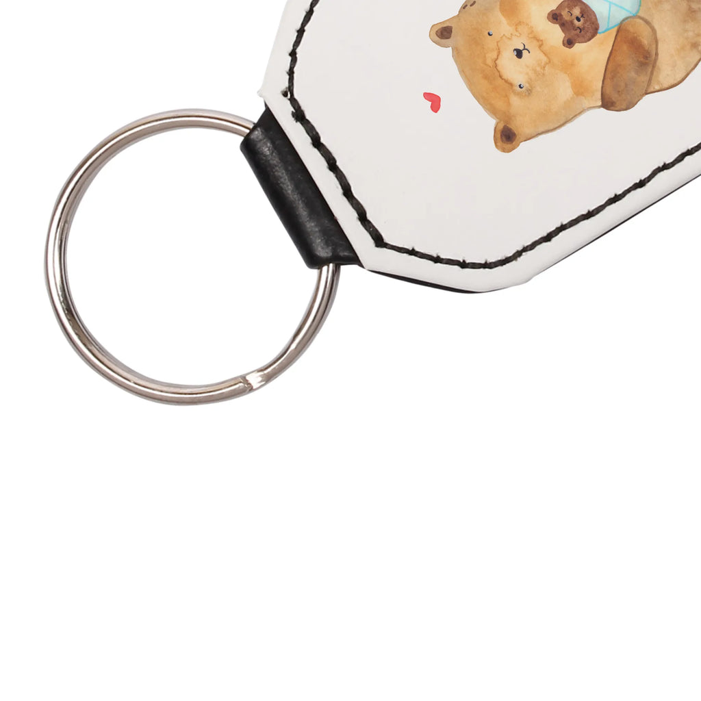 Rectangular key ring bear infant keychain, lucky charm, key ring, pendant, bag pendant, bear, teddy, teddy bear, cuddly toy, mother, baptized child, nephew, baptism, parents, grandson, birthday, congratulations, grandchild, baby, birth, niece