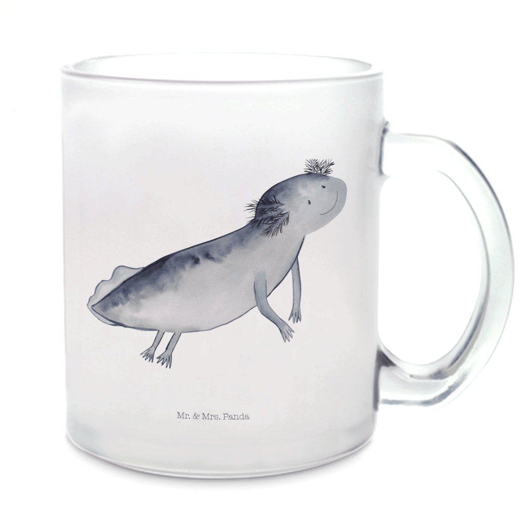 Teetasse Axolotl schwimmt Teetasse, Teeglas, Teebecher, Tasse mit Henkel, Tasse, Glas Teetasse, Teetasse aus Glas, Axolotl, Molch, Axolot, Schwanzlurch, Lurch, Lurche, Problem, Probleme, Lösungen, Motivation