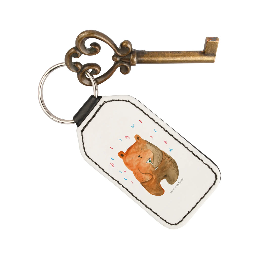 Rectangular key ring bear party lucky charm, keychain, bag pendant, key ring, pendant, bear, teddy, teddy bear, cuddly toy, Good mood, Funny, Celebrate, Partying, Birthday present, Party, Bring a present, Birthday, Present