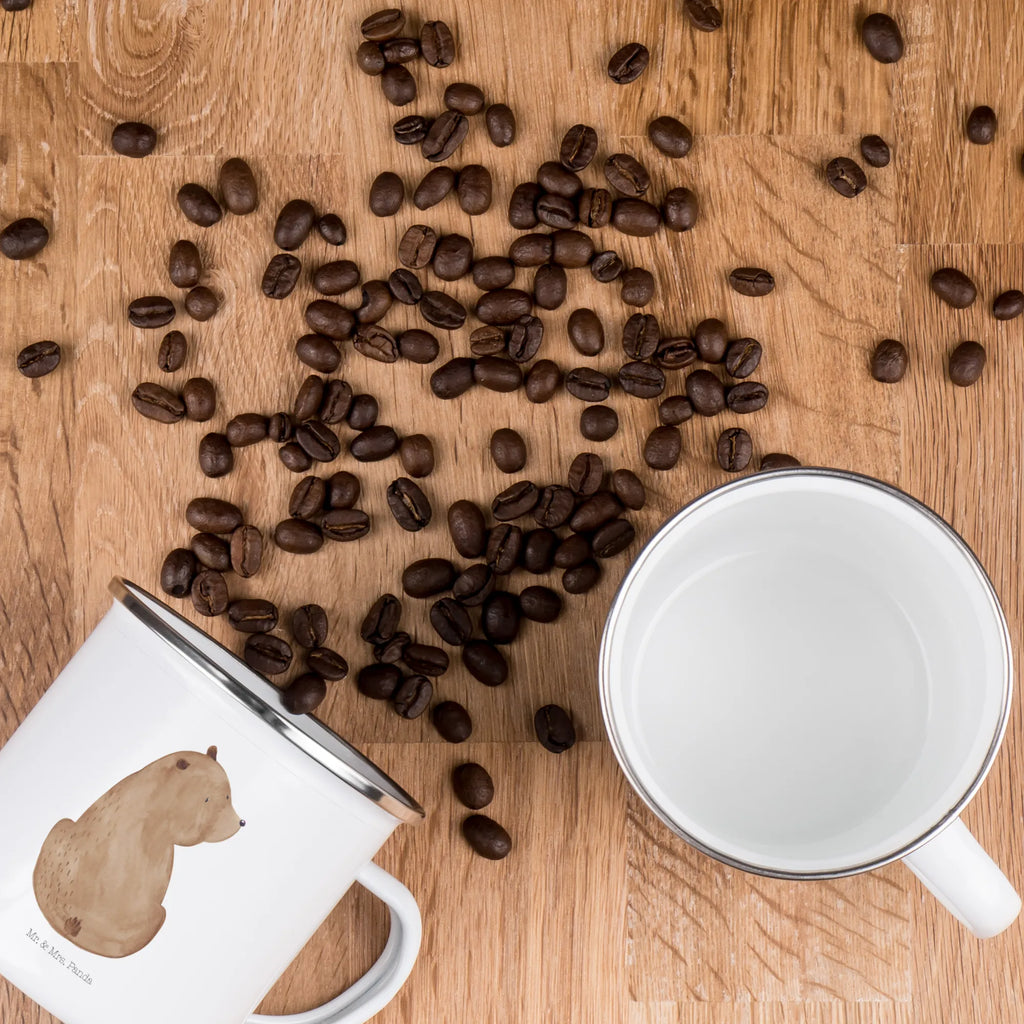 Kempingowy kubek emaliowany niedźwiedź spojrzenie przez ramię Niedźwiedź, Miś, Pluszowy miś