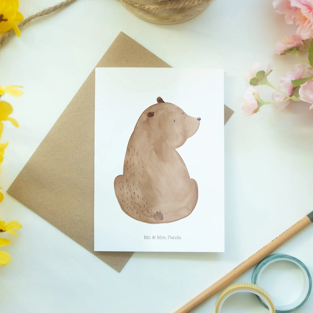 Greetings card bear shoulder look Geburtstagskarte, Ansichtskarten, Karte, Glückwunschkarte, Einladungskarte, Hochzeitskarte, Grußkarte, Klappkarte, Bär, Teddy, Teddybär, Motivation, Bärenliebe, Weltansicht, Weisheit, Bären, Selbstachtung