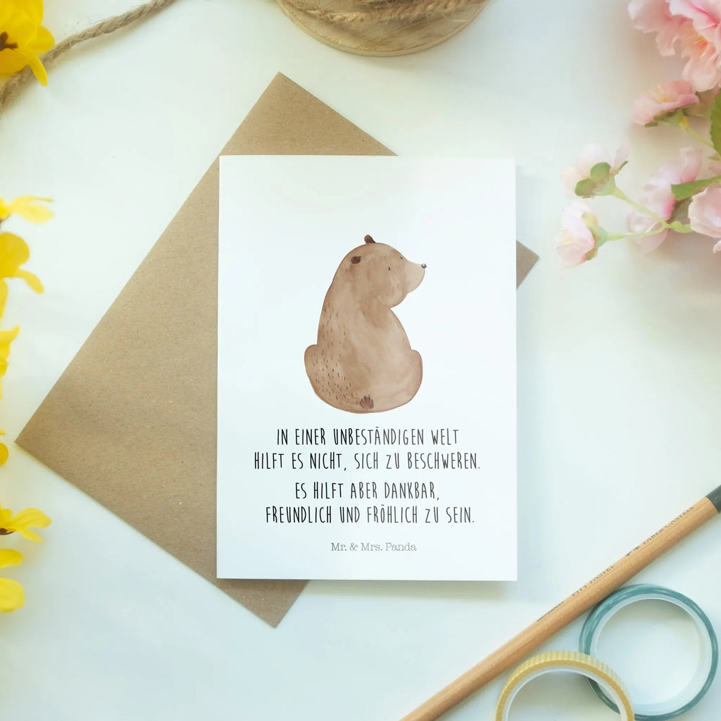 Greetings card bear shoulder look Geburtstagskarte, Ansichtskarten, Karte, Glückwunschkarte, Einladungskarte, Hochzeitskarte, Grußkarte, Klappkarte, Bär, Teddy, Teddybär, Motivation, Bärenliebe, Weltansicht, Weisheit, Bären, Selbstachtung