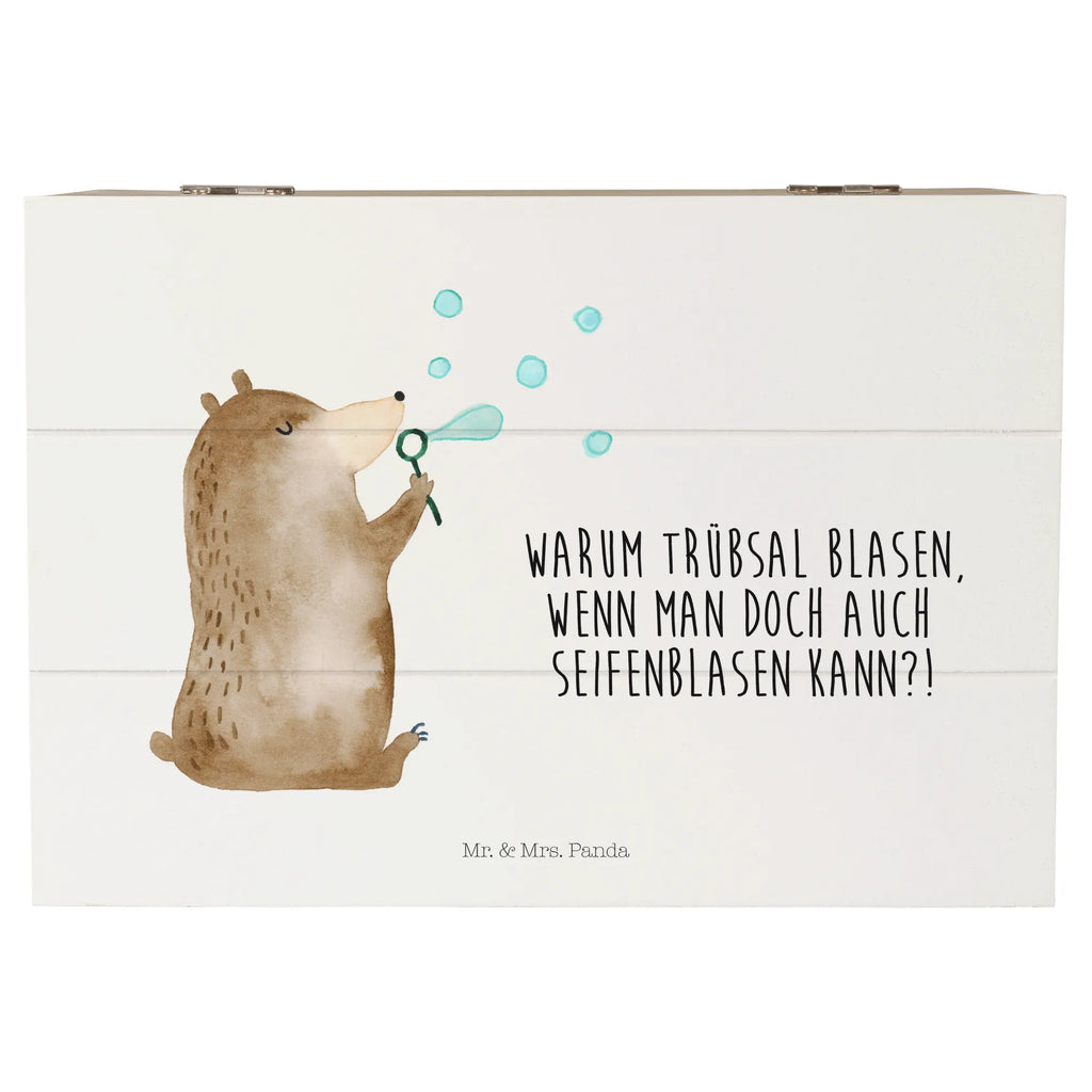 Wooden chest bear soap bubbles XXL, chest, box, Wooden box, storage box, memory box, treasure chest, casket, decorative box, bear, teddy, teddy bear, cuddly toy, Soap Bubbles Bear Funny Being Happy Sad Happy