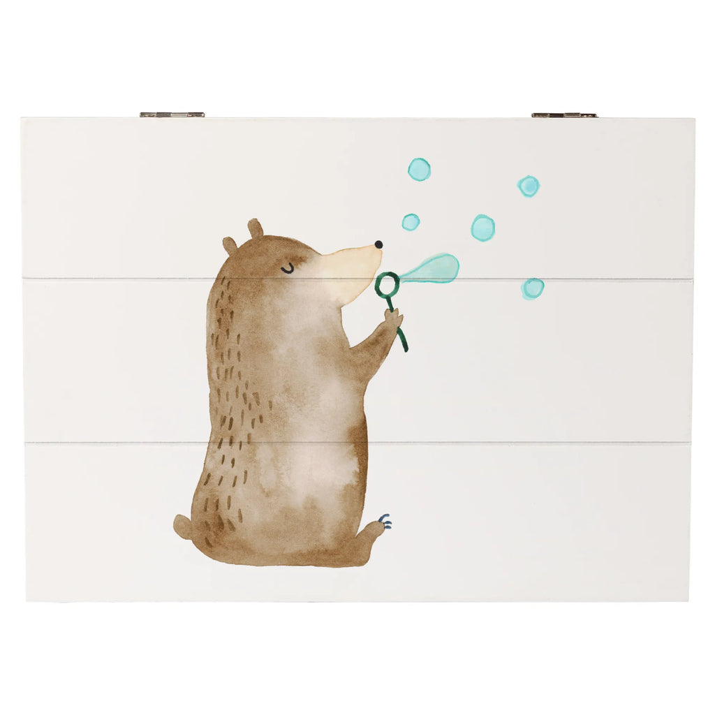 Wooden chest bear soap bubbles XXL, chest, box, Wooden box, storage box, memory box, treasure chest, casket, decorative box, bear, teddy, teddy bear, cuddly toy, Soap Bubbles Bear Funny Being Happy Sad Happy