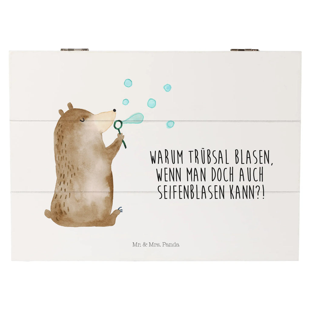 Wooden chest bear soap bubbles XXL, chest, box, Wooden box, storage box, memory box, treasure chest, casket, decorative box, bear, teddy, teddy bear, cuddly toy, Soap Bubbles Bear Funny Being Happy Sad Happy