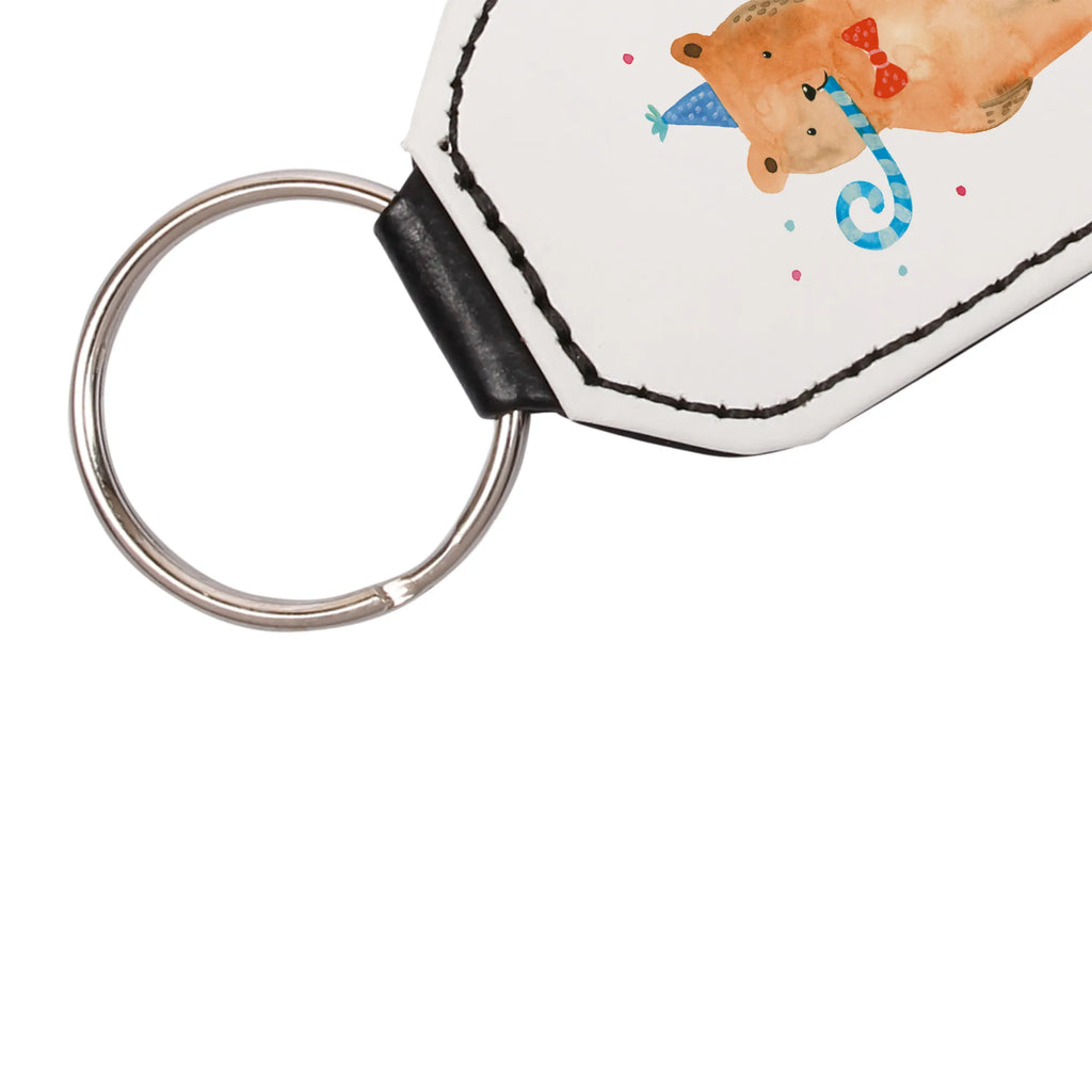 Rectangular key ring bear Birthday lucky charm, key ring, keychain, pendant, bag pendant, bear, teddy, teddy bear, cuddly toy, Happy birthday