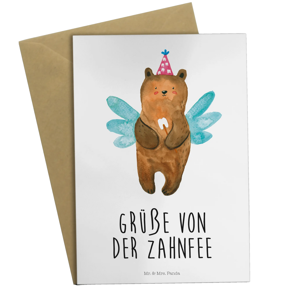 Greetings card bear tooth fairy Einladungskarte, Klappkarte, Grußkarte, Geburtstagskarte, Hochzeitskarte, Karte, Ansichtskarten, Glückwunschkarte, Bär, Teddy, Teddybär, Zahnfee, Milchzahn, Erster Zahn, Fee