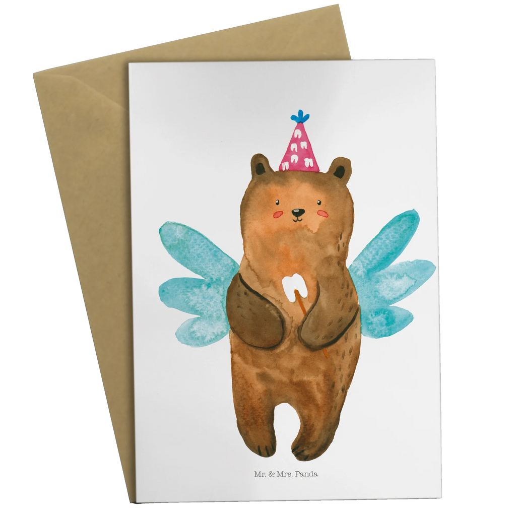 Greetings card bear tooth fairy Einladungskarte, Klappkarte, Grußkarte, Geburtstagskarte, Hochzeitskarte, Karte, Ansichtskarten, Glückwunschkarte, Bär, Teddy, Teddybär, Zahnfee, Milchzahn, Erster Zahn, Fee
