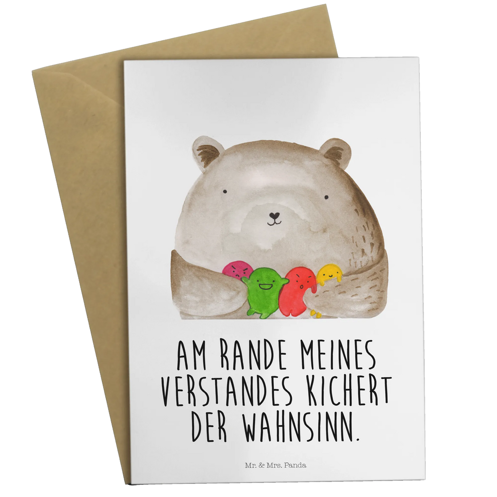 Greetings card bear Feeling Grußkarte, Hochzeitskarte, Klappkarte, Karte, Einladungskarte, Ansichtskarten, Glückwunschkarte, Geburtstagskarte, Bär, Teddy, Teddybär, Durchgedreht, Wahnsinn, Verrückt