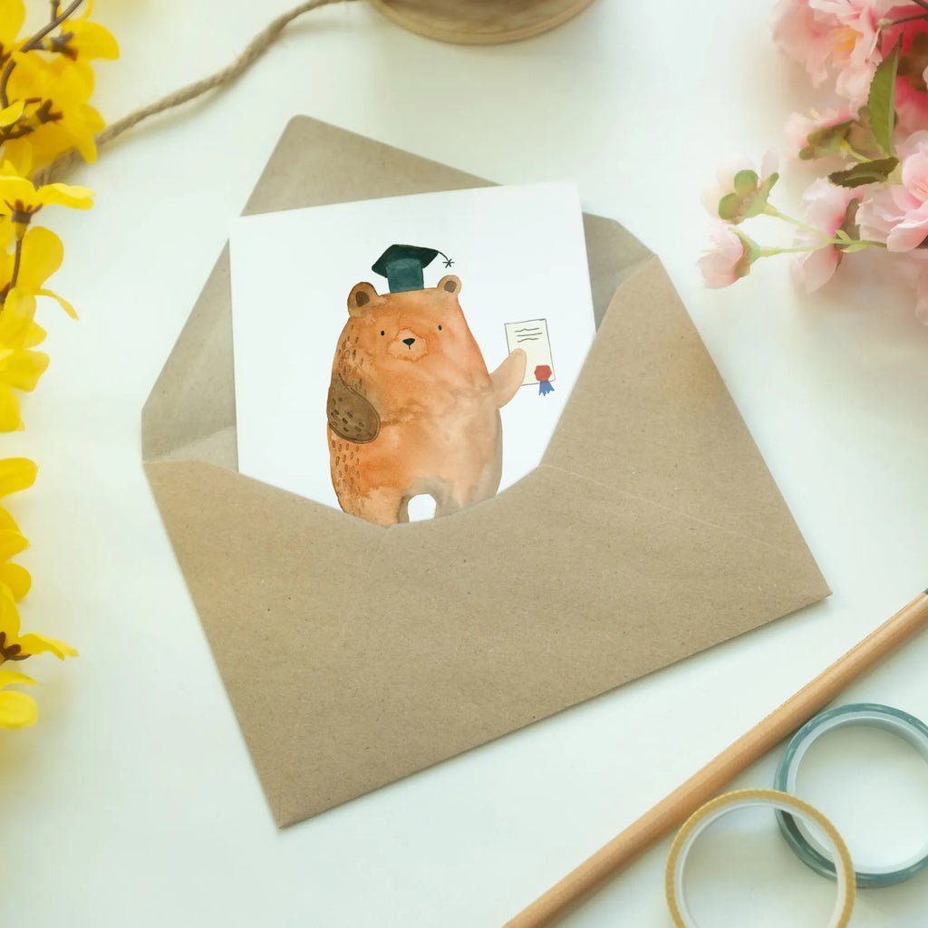 Greetings card bear Test Klappkarte, Grußkarte, Einladungskarte, Glückwunschkarte, Karte, Hochzeitskarte, Geburtstagskarte, Ansichtskarten, Bär, Teddy, Teddybär, Abitur, Prüfungen, Prüfung bestanden, Zeugnis, Abschluss, Abschlusszeugnis