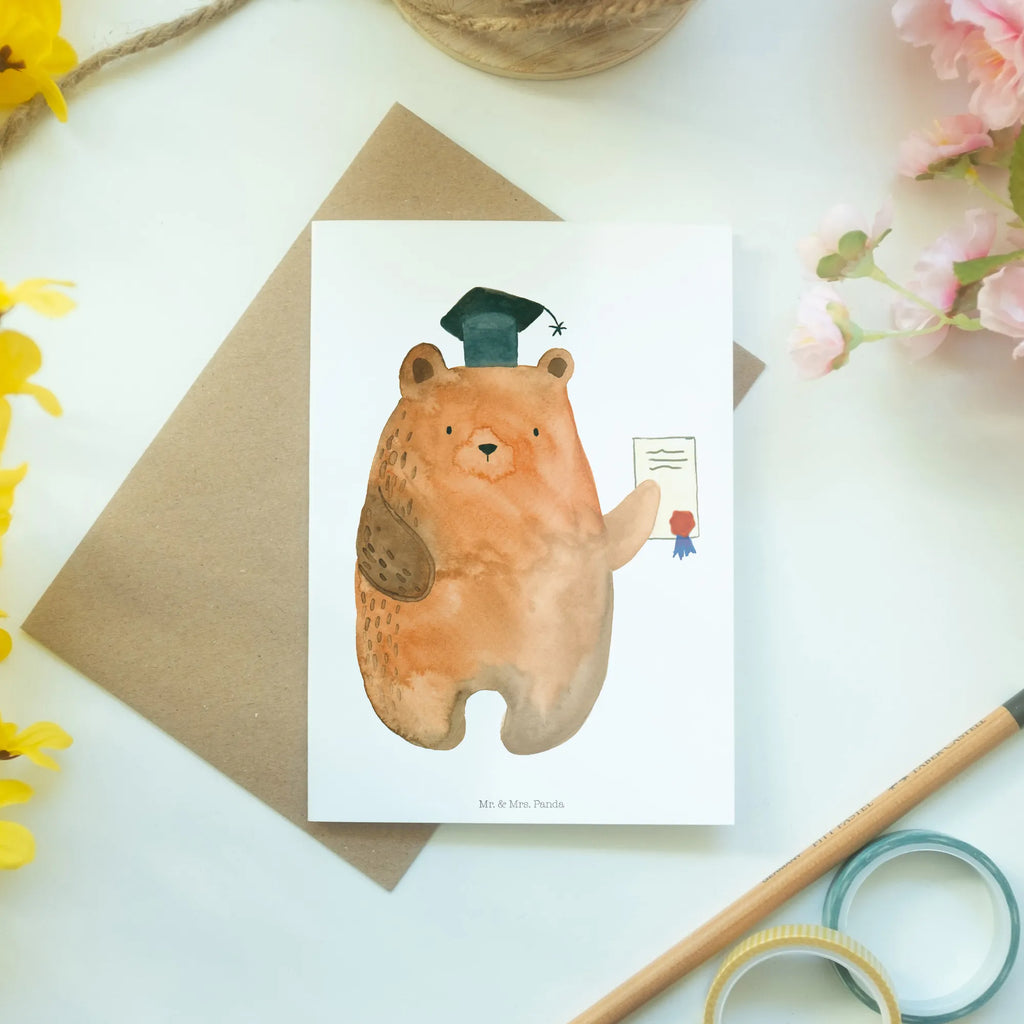 Greetings card bear Test Klappkarte, Grußkarte, Einladungskarte, Glückwunschkarte, Karte, Hochzeitskarte, Geburtstagskarte, Ansichtskarten, Bär, Teddy, Teddybär, Abitur, Prüfungen, Prüfung bestanden, Zeugnis, Abschluss, Abschlusszeugnis