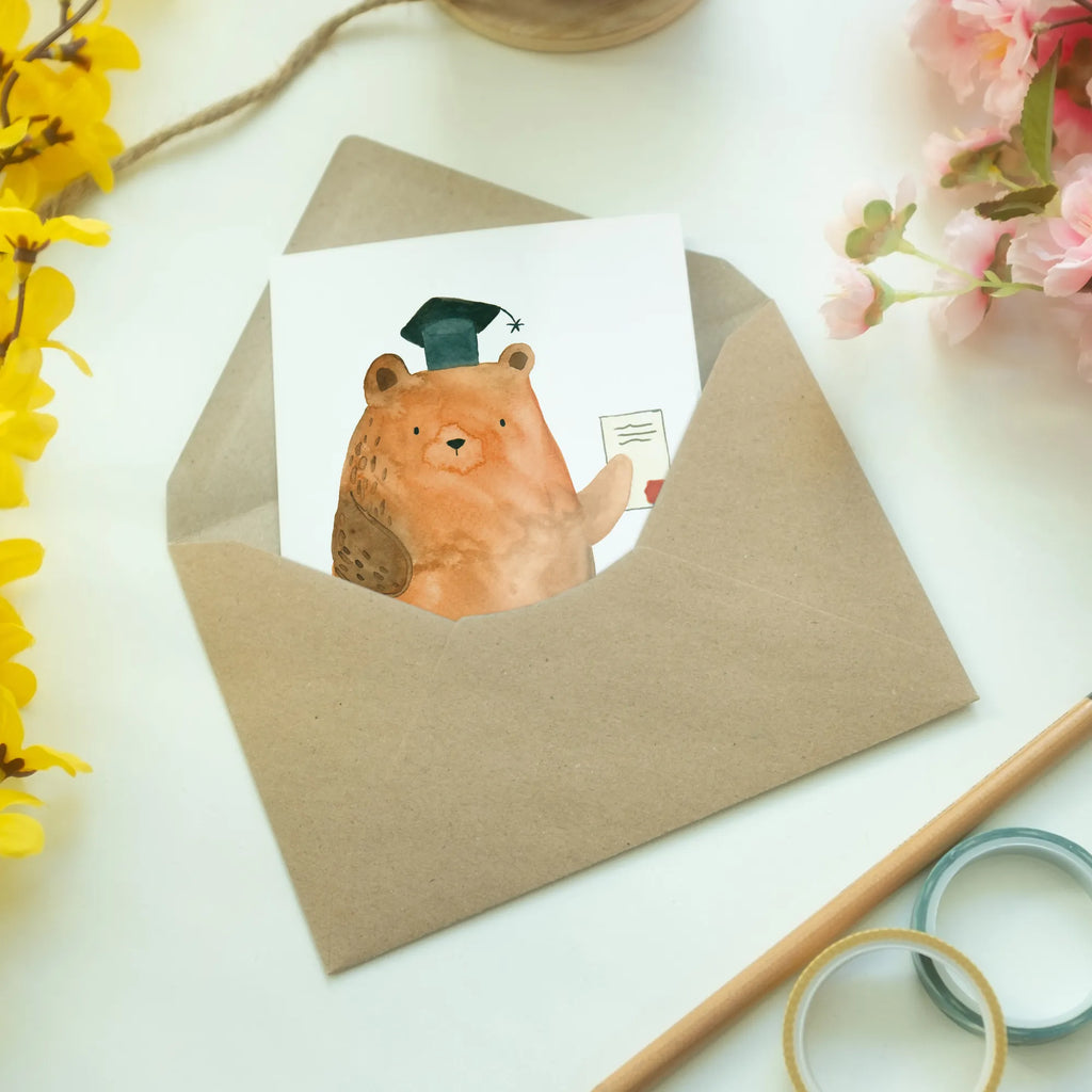 Greetings card bear Test Klappkarte, Grußkarte, Einladungskarte, Glückwunschkarte, Karte, Hochzeitskarte, Geburtstagskarte, Ansichtskarten, Bär, Teddy, Teddybär, Abitur, Prüfungen, Prüfung bestanden, Zeugnis, Abschluss, Abschlusszeugnis