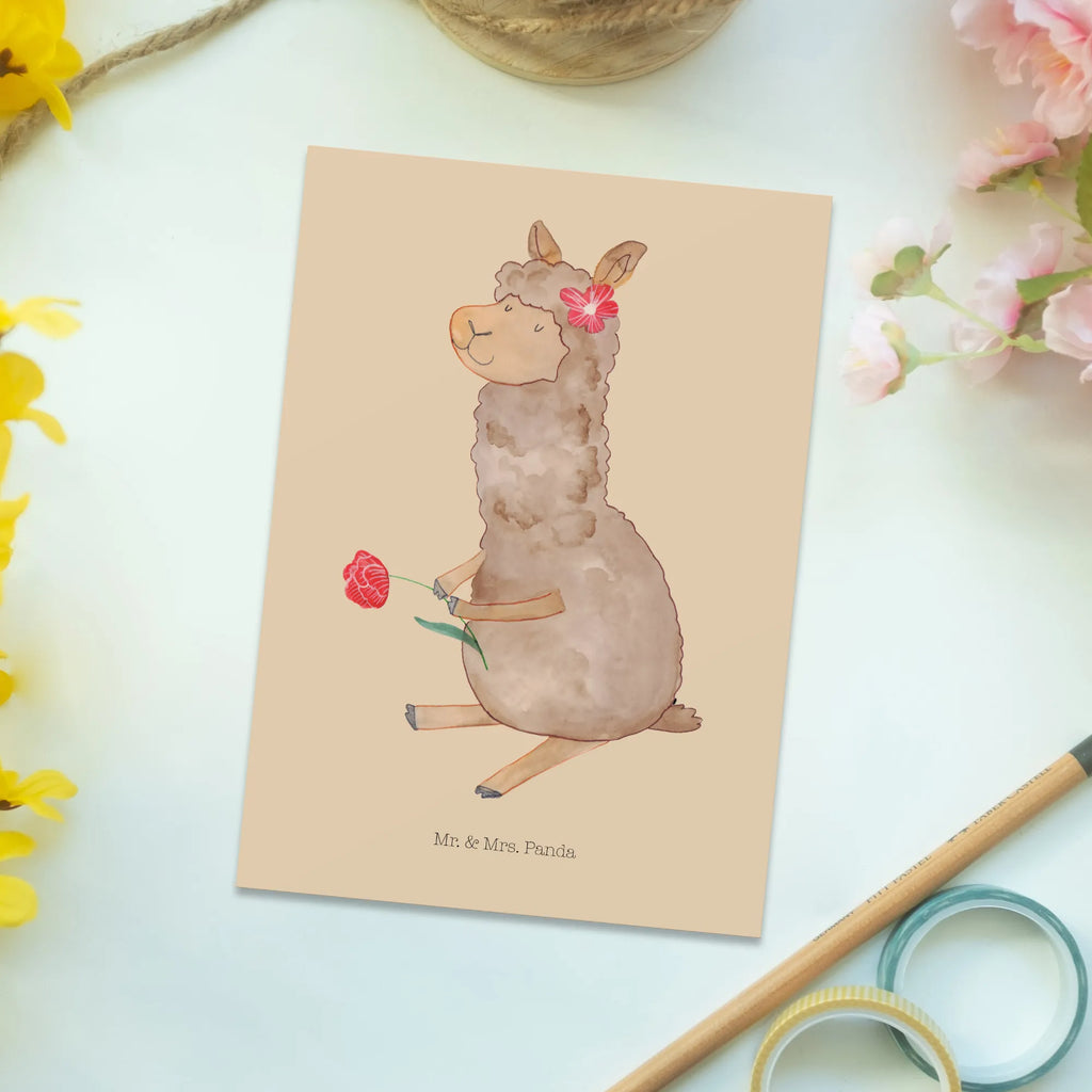 Pocztówka alpaka kwiat Alpaka, Lama