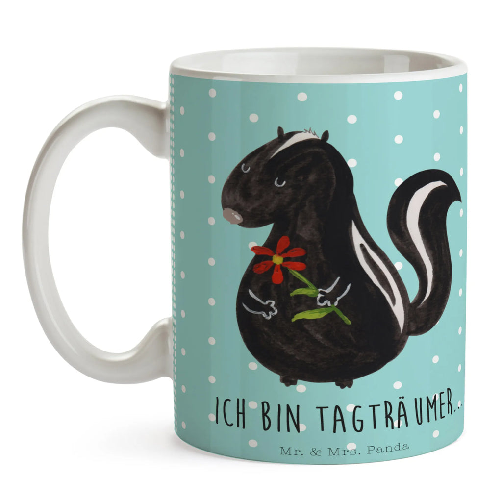Mug skunk flower Geschenktasse, Tasse mit Motiven, Kaffeetasse, Bürotasse, Keramiktasse, Porzellantasse, Teetasse, Tasse, Tasse mit Zitaten, Stinktier, Skunk, Raubtier, Dreams, Träume, Tagträumer, Stinker, Stinki, Wildtier, verträumt