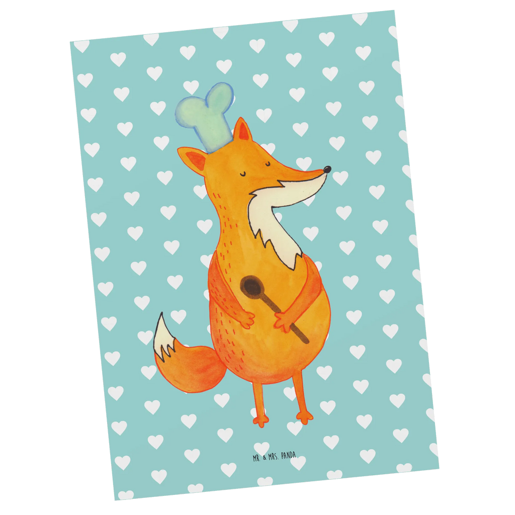 Postcard Fox A cook Postcard, postcards, invitation card, gift card, letter, card, gift, paper, invitation, fox, foxes, forest wildlife, clever as a fox, animal lover, Fox, Cook gift, Kitchen slogan, Kitchen decoration, Chefs, Baker, Party slogan, Slogan funny, funny