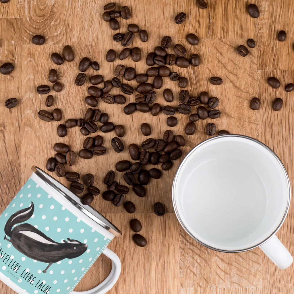 Kempingowy kubek emaliowany skunks Joga Emailletasse, Emaille Becher, wanderbecher, Campingtasse, blechbecher, becher emaille, Kaffeebecher, Emaille Tasse, Teetasse, Tasse Emaille, Becher, Kaffeetasse, Campingbecher, Pott, metallbecher, Blechtasse, Metalltasse, wandertasse, reisetasse, Tasse, Trinkbecher, emaillebecher, Teebecher, Reisebecher, Stinktier, Skunk, Lebe, Liebe, Stinker, Yoga, Wildtier, Stinki, Namaste, Raubtier, Lache