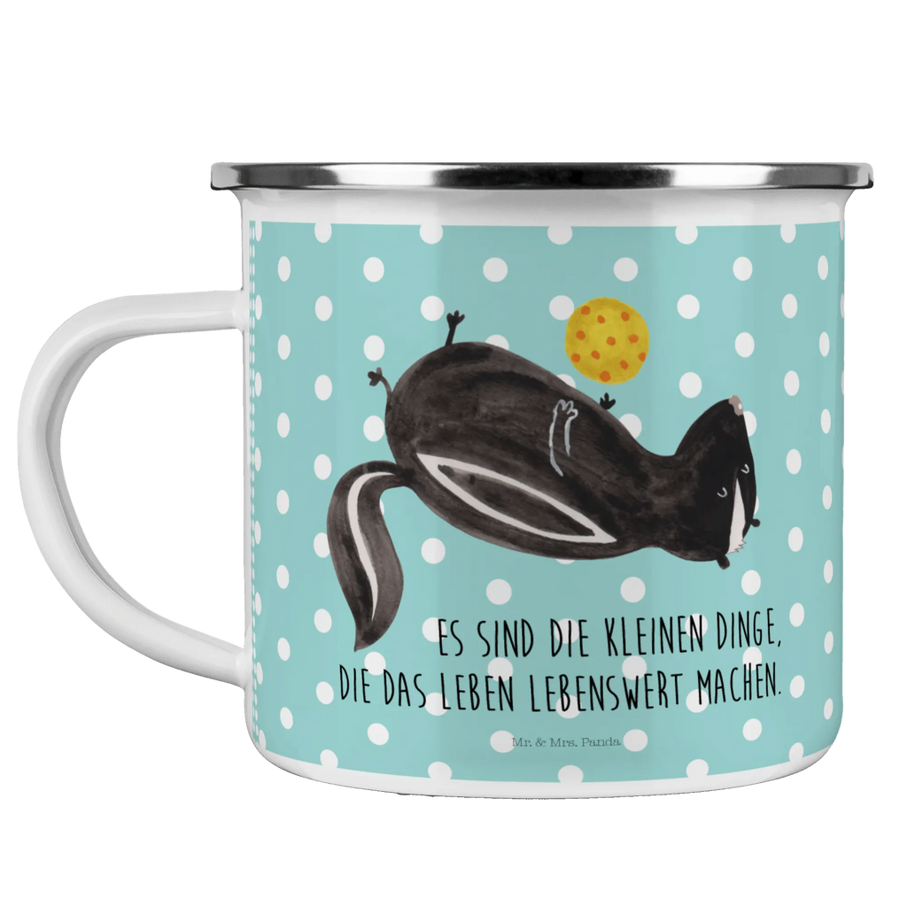 Enamel camping mug skunk ball metallbecher, Teetasse, wandertasse, Tasse, Tasse Emaille, Blechtasse, Kaffeebecher, Becher, emaillebecher, Metalltasse, becher emaille, Trinkbecher, blechbecher, Emailletasse, Teebecher, Pott, reisetasse, Kaffeetasse, Reisebecher, Emaille Tasse, wanderbecher, Campingbecher, Emaille Becher, Campingtasse, Stinktier, Skunk, Wildtier, Stinker, Weisheit, Verspielt, Stinki, Raubtier
