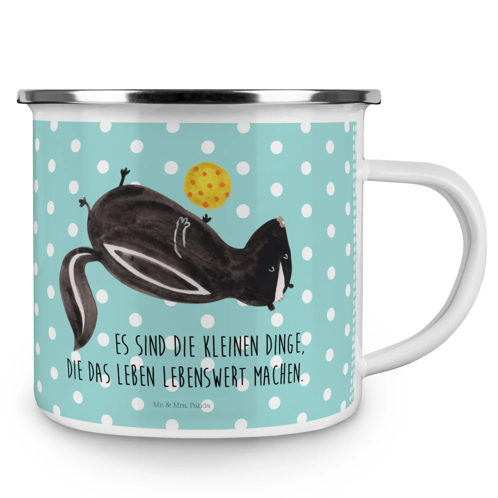 Enamel camping mug skunk ball metallbecher, Teetasse, wandertasse, Tasse, Tasse Emaille, Blechtasse, Kaffeebecher, Becher, emaillebecher, Metalltasse, becher emaille, Trinkbecher, blechbecher, Emailletasse, Teebecher, Pott, reisetasse, Kaffeetasse, Reisebecher, Emaille Tasse, wanderbecher, Campingbecher, Emaille Becher, Campingtasse, Stinktier, Skunk, Wildtier, Stinker, Weisheit, Verspielt, Stinki, Raubtier