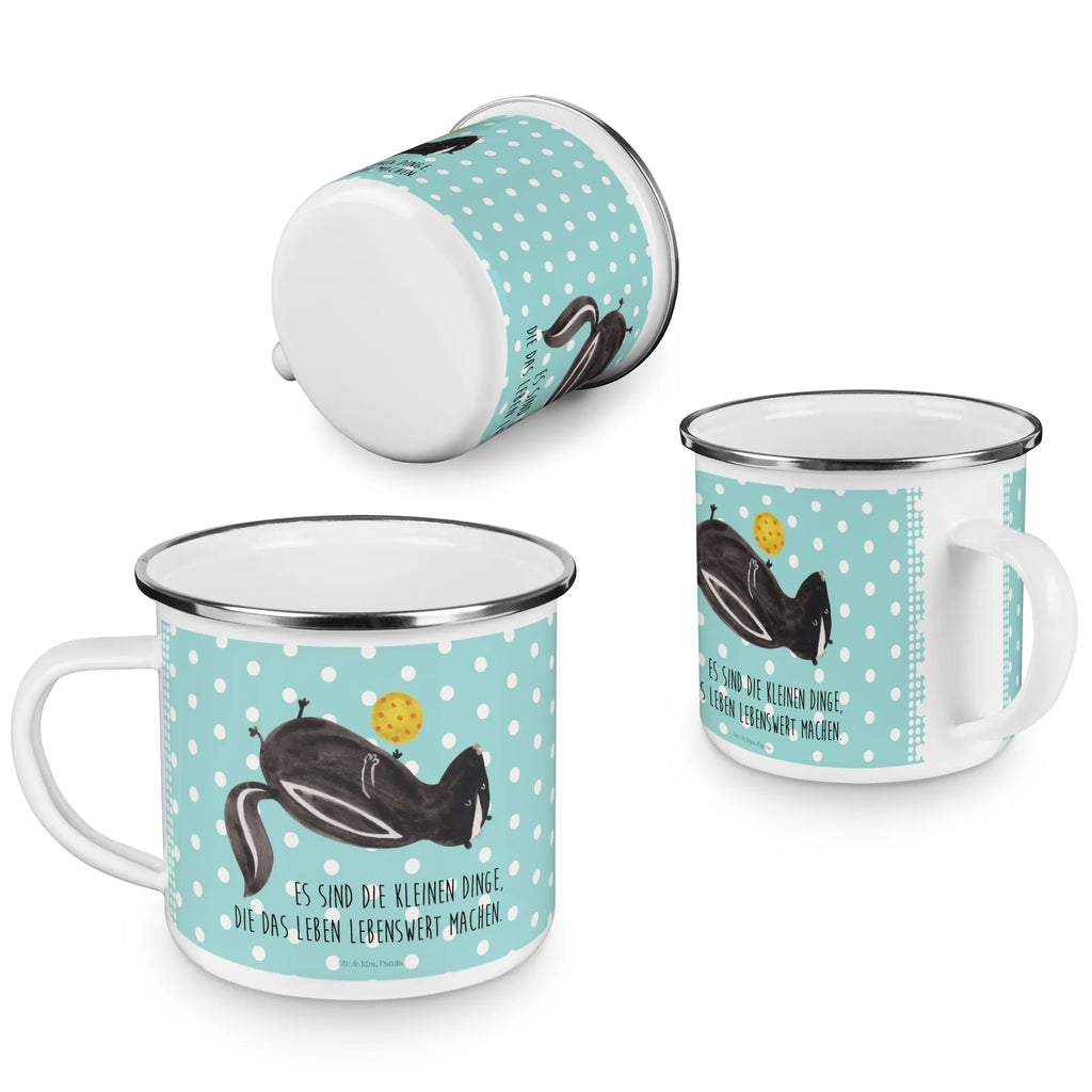 Enamel camping mug skunk ball metallbecher, Teetasse, wandertasse, Tasse, Tasse Emaille, Blechtasse, Kaffeebecher, Becher, emaillebecher, Metalltasse, becher emaille, Trinkbecher, blechbecher, Emailletasse, Teebecher, Pott, reisetasse, Kaffeetasse, Reisebecher, Emaille Tasse, wanderbecher, Campingbecher, Emaille Becher, Campingtasse, Stinktier, Skunk, Wildtier, Stinker, Weisheit, Verspielt, Stinki, Raubtier